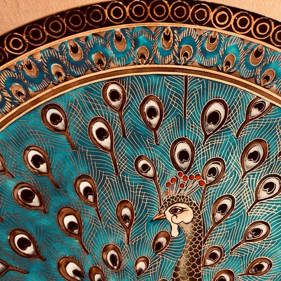 Sold! Vintage Heavy Porcelain Peacock Decorative Plate - Picture 3 of 5